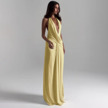 Strapless Backless Deep-V-neck Sexy Slit Dress - View 2