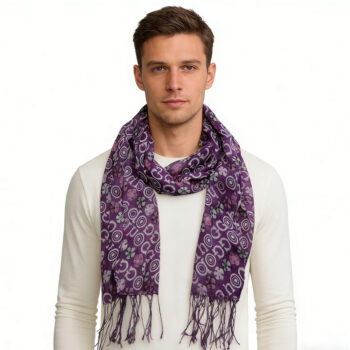 2pcs purple flowy 2pcs Purple Flowy Boho Viscose Watercolor Inspired On Airy Scarf,Luxe Look For Evening Wear,Scarf,vacation,