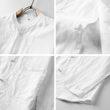 longsleeve shirt Mens Retro Chinese Style StandUp Collar LongSleeve Shirt