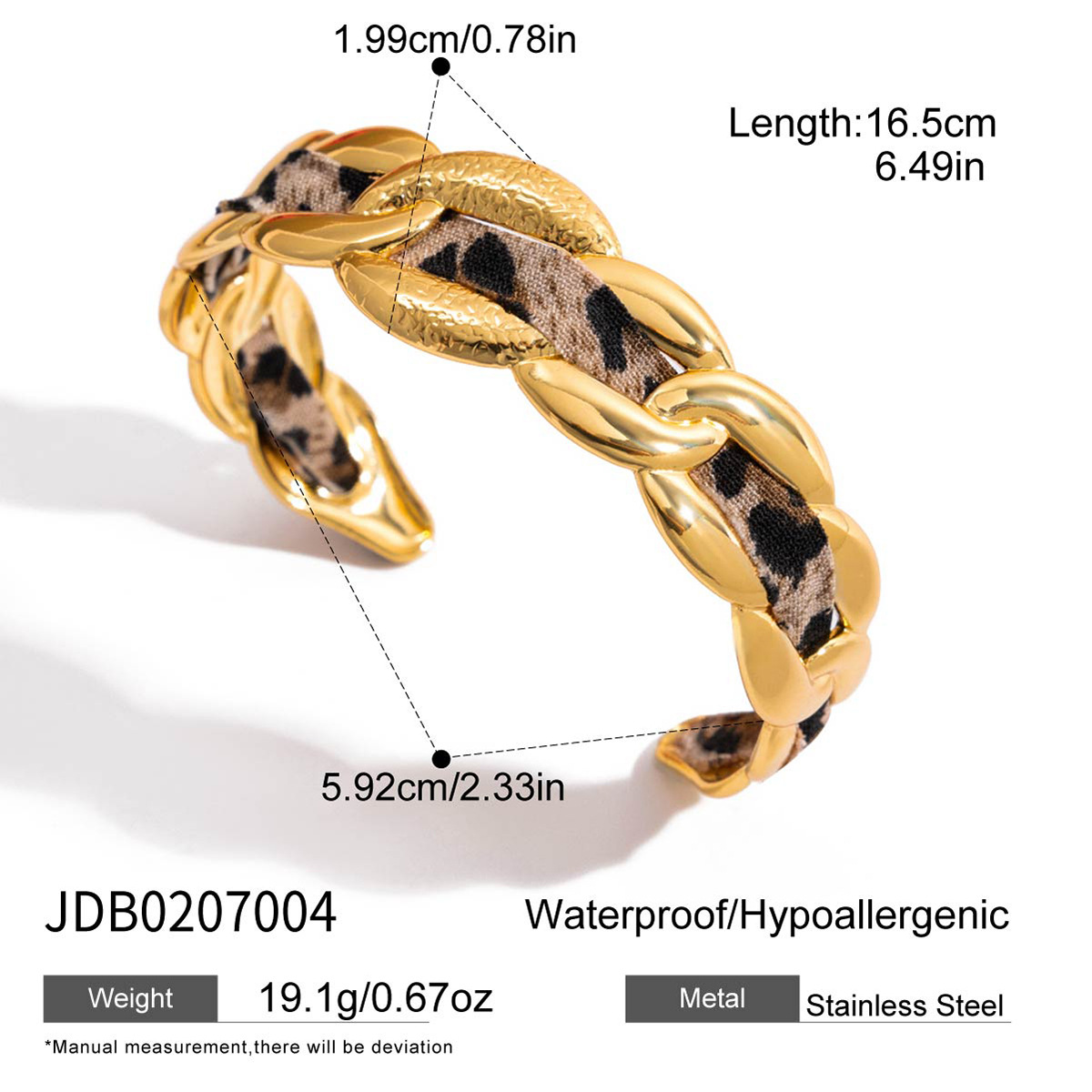 02dba97e-a710-4425-a3a9-8048df825bd6 Vintage Leopard-Print Womens Bracelet In 18K Gold And Stainless Steel - View 2