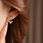 silver earrings S925 Sterling Silver Stud Earrings For Women Crystal Floral Wreath Earrings Zircon Flower Small Stud Earrings