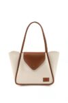 Large Faux Leather Snap Closure Tote Bag Single Compartment Hand Arm And Shoulder Bag - View 1