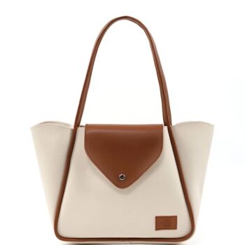 Large Faux Leather Snap Closure Tote Bag Single Compartment Hand Arm And Shoulder Bag