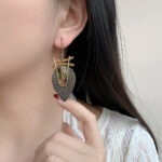 silver earrings Ladies S925 Silver Handmade Inlaid Crystal Earrings