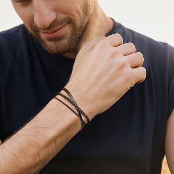 stainless steel bracelet Stackable Cuff Stainless Steel Bracelet 3 Pieces Layered Bangle Snake Box Chain Cuban Link Chain Bra