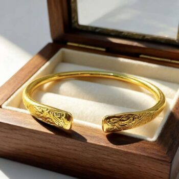 gold bracelet Womens Fine Sand Gold Dragon Leaps Phoenix Sings Gold Bracelet