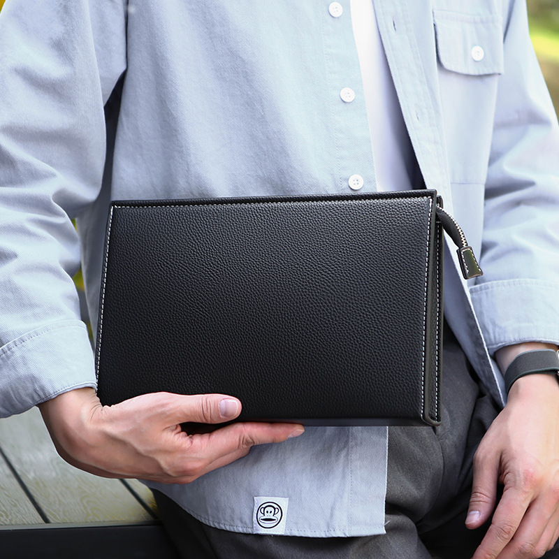 0bd746ef-639d-4a21-b2e9-8d07687446c4 New Clutch Men's Briefcase Soft Leather Fashion Trendy Casual Business - View 4