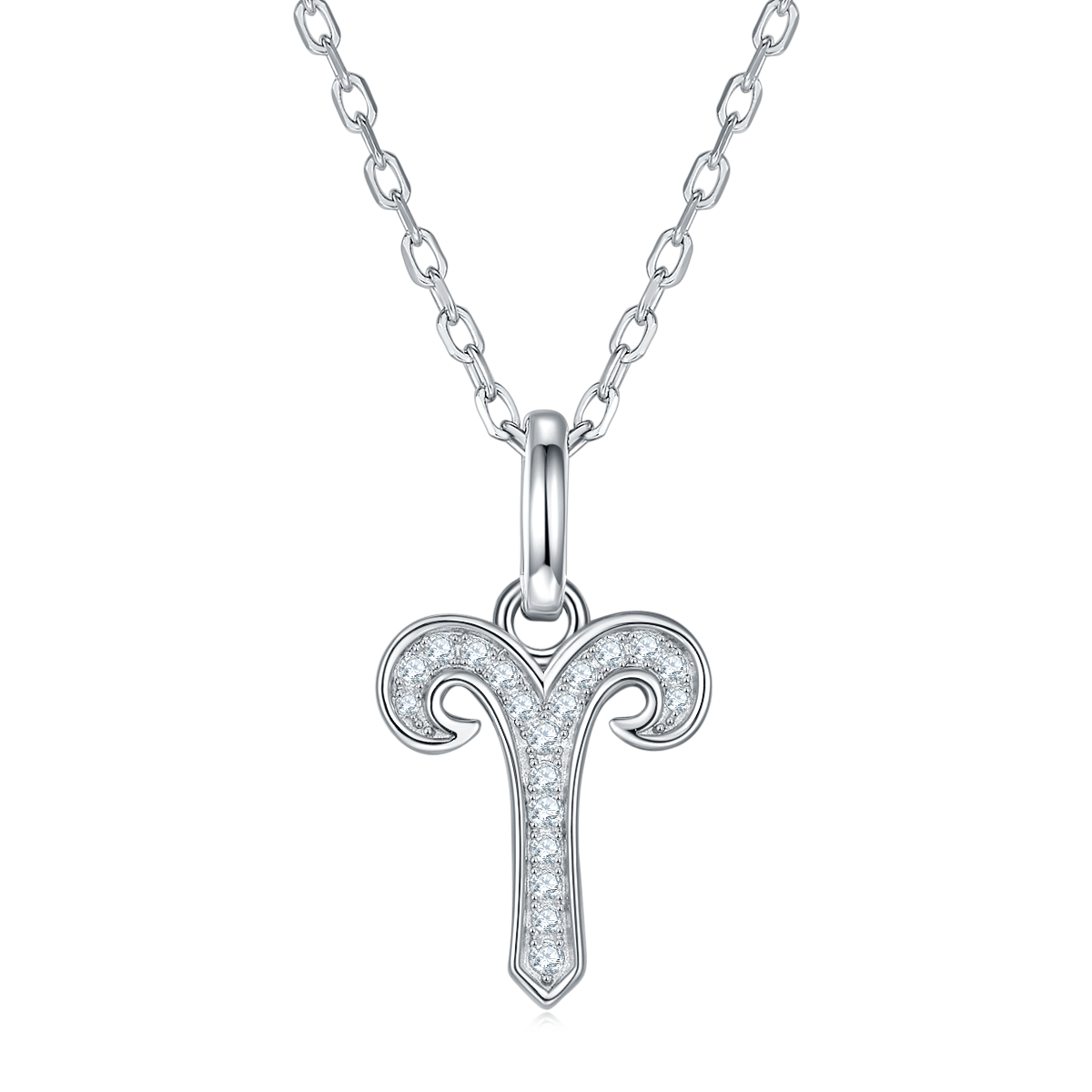 0cfe9467-624b-4b70-bdb1-ba063d50ff79 12 Zodiac Signs - Aries, Set With Top-quality Moissanite, Luxurious And Fashionable Light Luxury Trend Jewelry, Silver Neckla