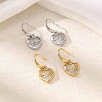 Love Simple Stainless Steel Pendant Earrings - View 1