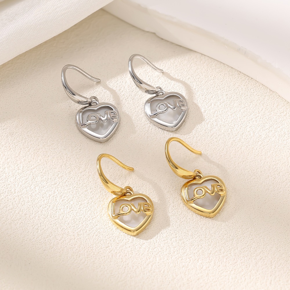 0e4a8dba-5fbc-42f8-8867-f25fbb0505d2 Love Simple Stainless Steel Pendant Earrings - View 1