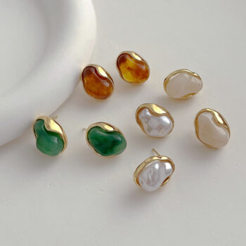 earrings Metal Wrapped Resin Beanie Earrings