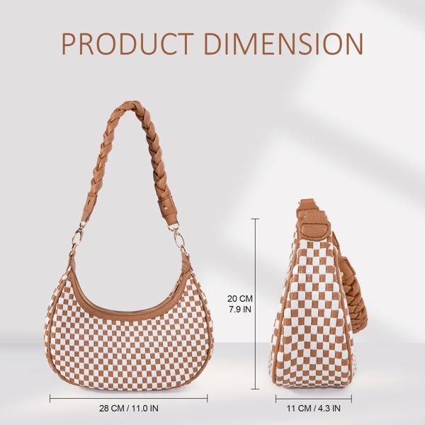 119a9499-e948-4898-9972-80363e1c934a Women Woven Hobo Handbag For Women Fashion Vegan Leather Tote Bag For Women-Brown - View 2