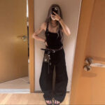 American-style High-street Tomboy Letter And Floral Embroidery Bootcut Jeans - Main product image