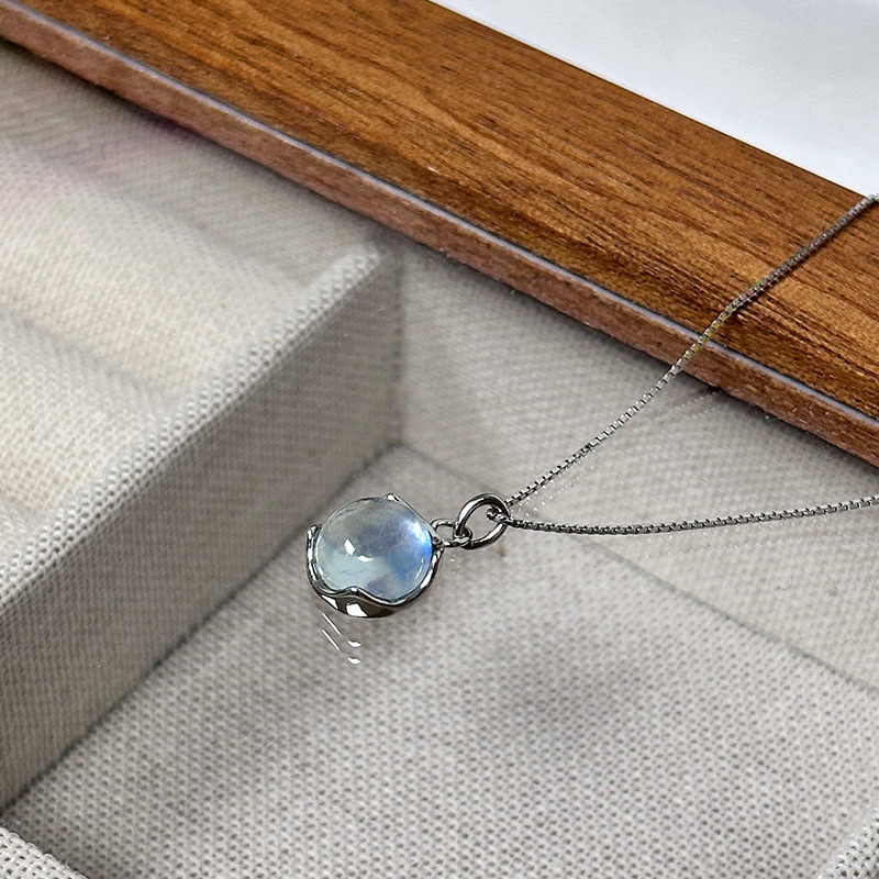 1276a3c6-371f-405f-a071-7b8dc13fb5e1 Aquamarine Crystal Necklace For Women A Niche Delicate Collar-style Chain - View 4