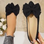 plus size bow Plus-size Bow-tie Pointed-toe Slip-on Shoes