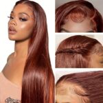 13x4 HD Lace Frontal Human Hair Wig, Straight Hair Reddish Brown Color, 150 Dens - Okita Shop