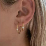 C Font Earrings With Zircon Titanium Steel I Electroplated 18K Gold - View 1