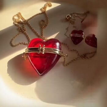 Openwork Vintage Red Heart Sweater Chain - View 1