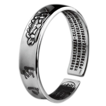 Six Words Mantra Lotus Heart Bangle - View 1