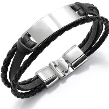 Black Multilayer Leather Bracelet For Men Bangle Jewelry - View 1
