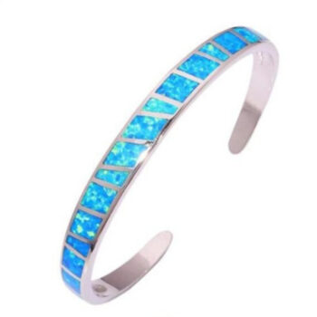 Blue Opal Open Bangle Bracelet Jewelry - View 1