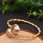 Purple Pearl Elastic Bangle Bracelet - View 1