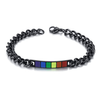 Couple Rainbow Bracelet Stainless Steel Bangle Bracelet Black - View 1