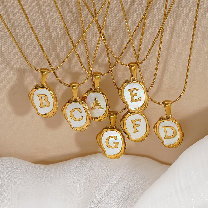 164070e3-f4d8-4d2a-a3cc-d42c1274a0fa Womens Lava Shell Letter Necklace Jewelry Piece - View 5