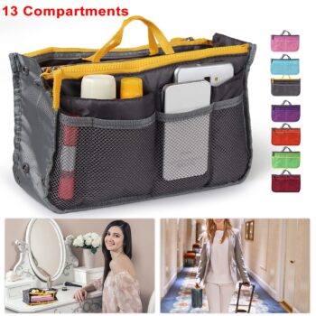 Women Lady Travel Insert Handbag Organizer Makeup Bags Toiletry Purse Liner With Hand Strap - View 1