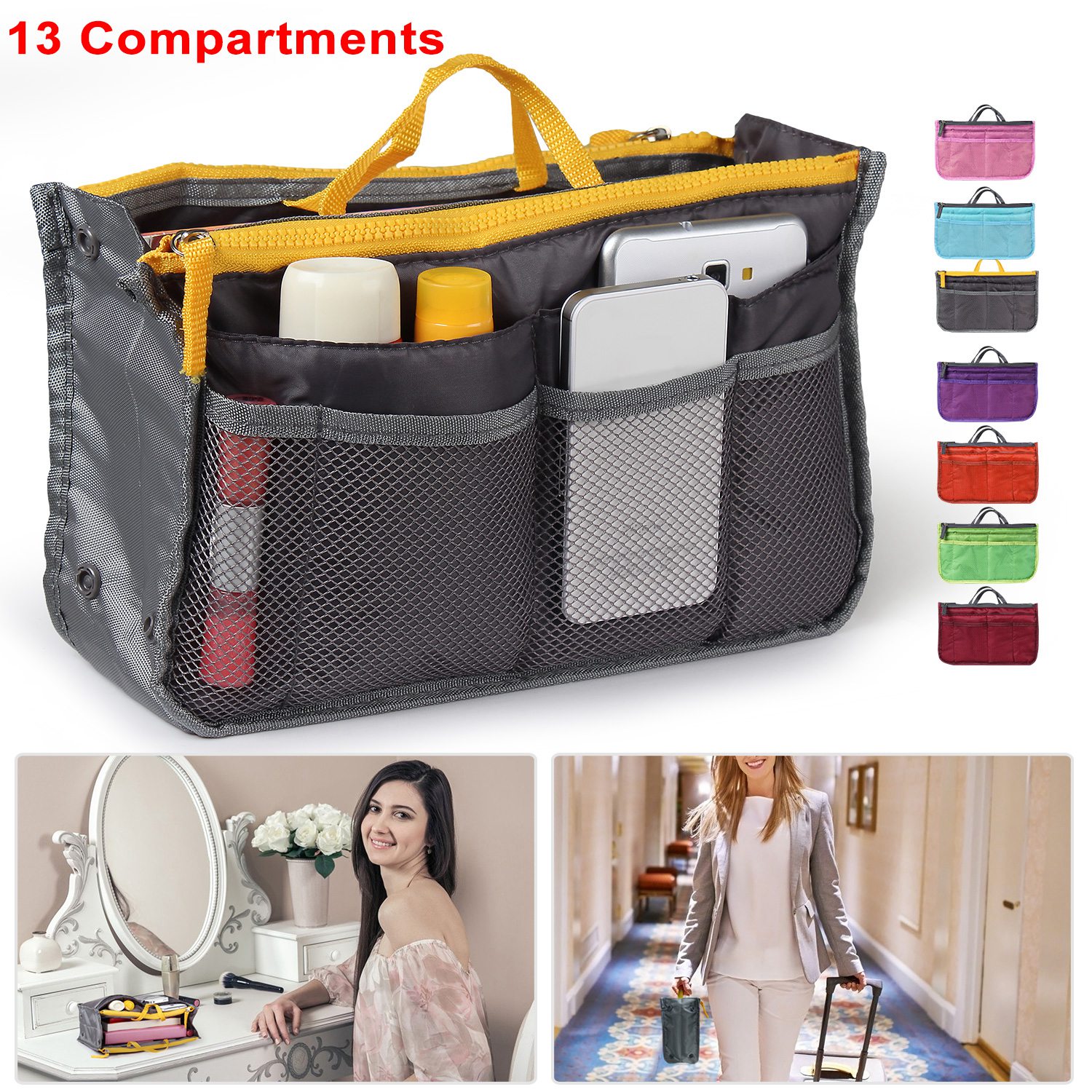 1939152128396496896 Women Lady Travel Insert Handbag Organizer Makeup Bags Toiletry Purse Liner With Hand Strap - View 1