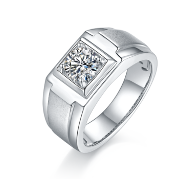 Men's 1-carat Luxury And Fashionable Light Luxury Jewelry Silver Ring Set With Top-quality Moissanite, S925 Silver-plated Platinum