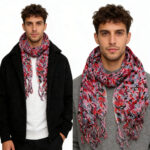 2pcs flowy long 2pcs Flowy Long Red Scarf,Bold Red Floral Print Energizes,Perfect Wedding Guest Accessory,vacation,daily Lif