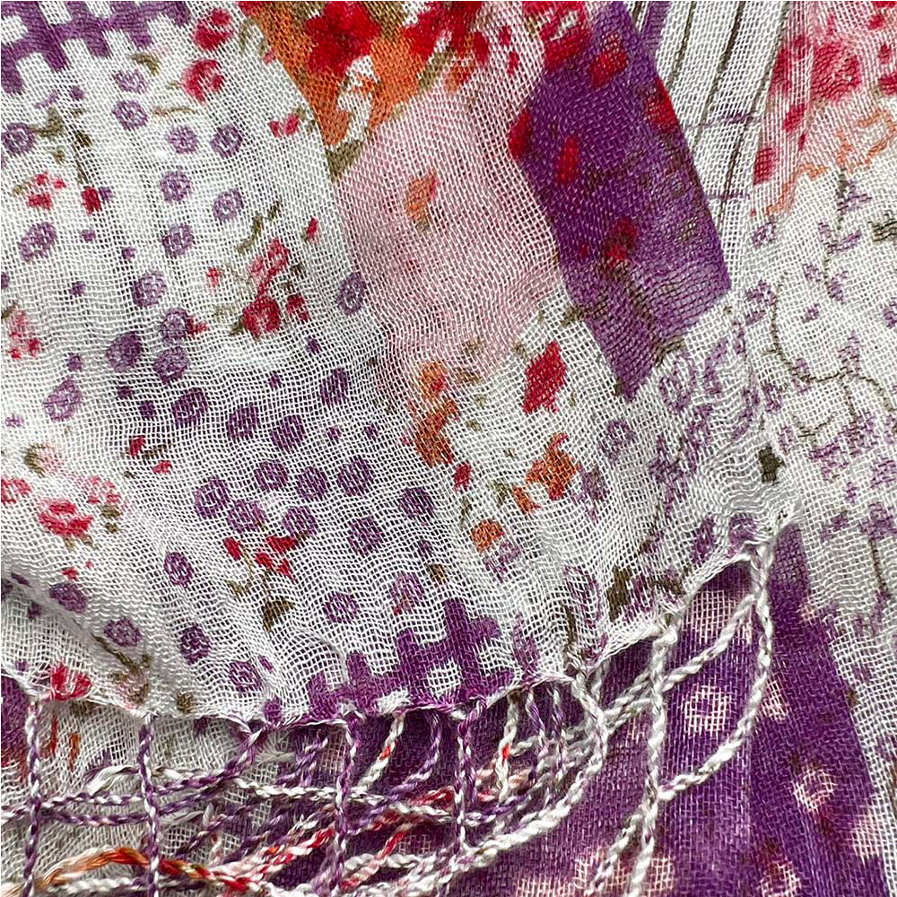 1ac465a0-e5f3-49ac-8fed-7a9c4e4a315c Purple Printed Viscose Scarf - Lightweight Long Scarf 63inchx23inch - View 4