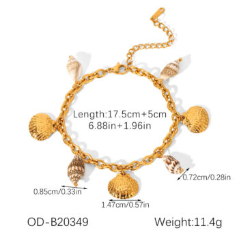 Ocean-style Stainless Steel Bracelet With Shell And Conch Designs - View 2