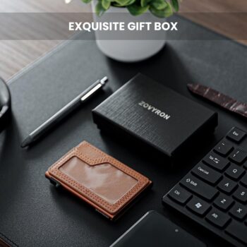 wallet Slim Minimalist Wallet With ID Window,Pop Up Card Holder With Money Pocket Smart Wallet For Men RFID Blocking Metal Ca