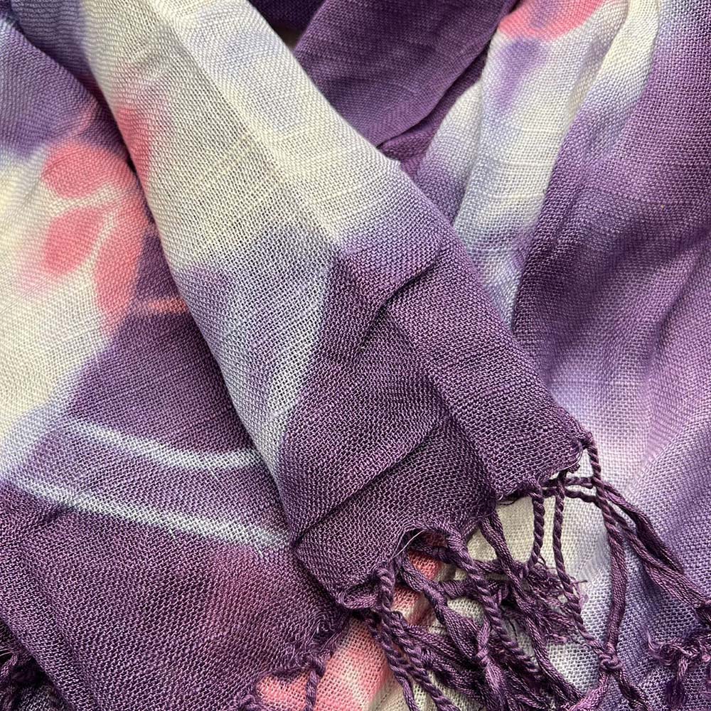 1ce0654f-e268-44cd-8c09-57504eb80ffb 2pcs Lilac Purple Floral Tassel Trim Scarf,offers Graceful Movement Flowy Boho Scarf,vacation,daily Life,evening Party,Office