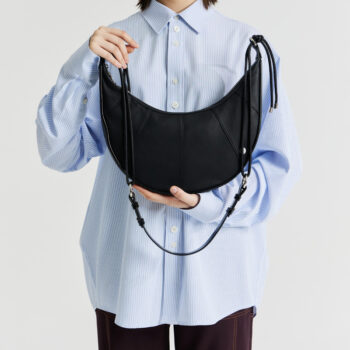 Capacity Soft Leather Crescent-shaped Shoulder Bag - View 2