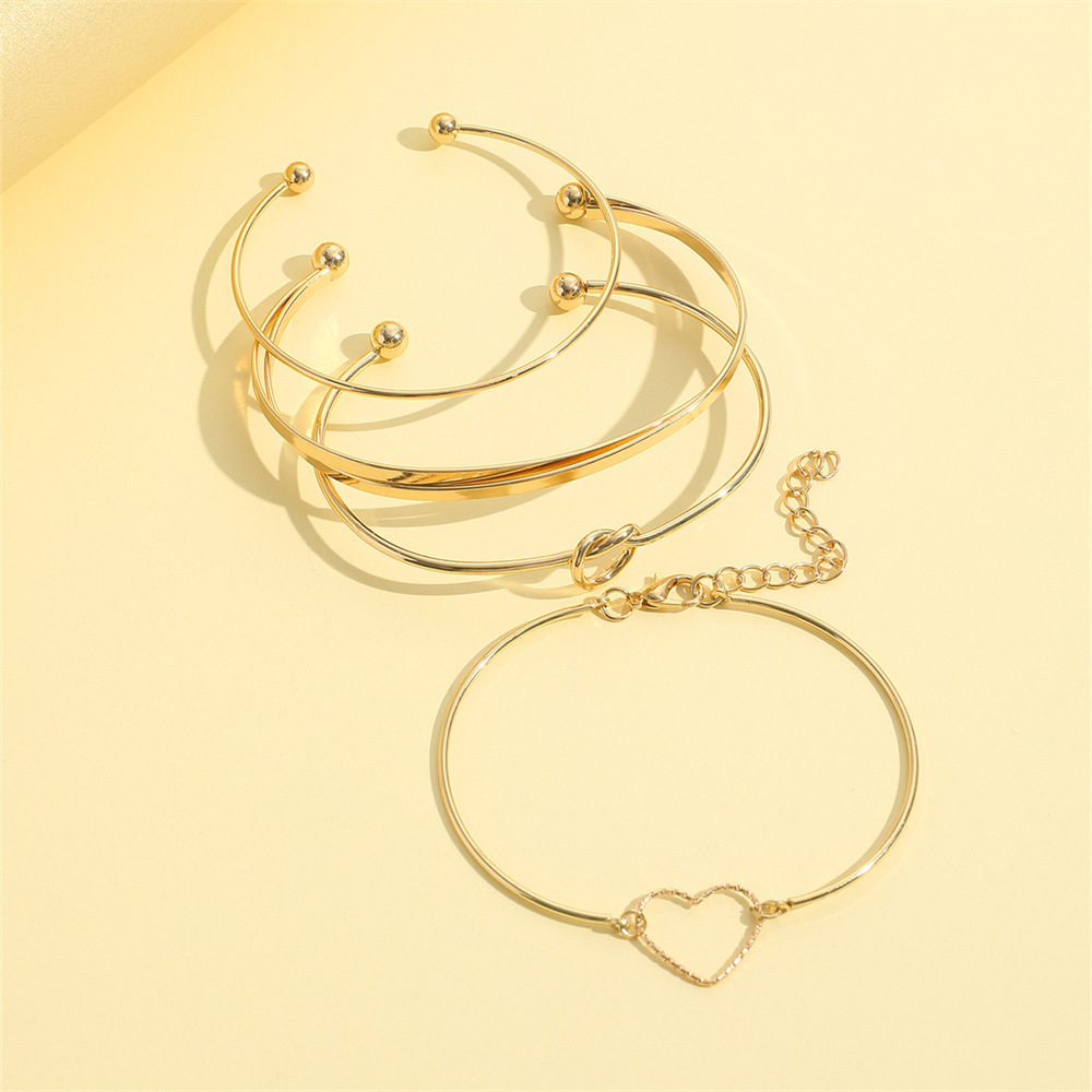 2403090748050320600 Vintage Gold Crystal Heart Letter Love Bangle Bracelet For Women Fashion Multi-layer Geometric Charm Bracelets Jewelry Gifts