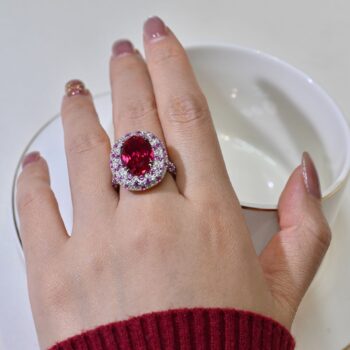 diamond ring Ruby And Diamond-studded Oval Ring With A Pigeons-egg-shaped Center Stone