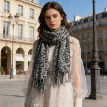 2pcs Minimalist Head Scarf,Grey Leopard Square Scarf ,Luxe Look For Evening Wear,Scarf,vacation,daily Life,evening Party,Offi