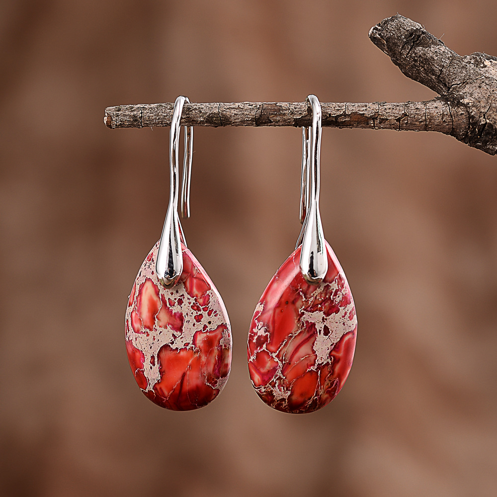 26a6c6fd-022d-45cb-a5aa-ac4c0f27b433 All-match Small Water Drop Red Emperor Stone Earrings - View 1