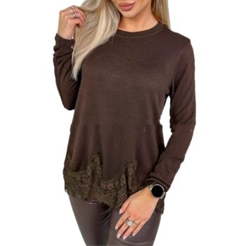 Seamless Long-sleeve Crew-neck Top With An Asymmetrical Hem - View 2