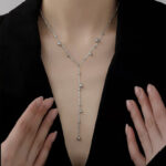 silver necklace S925 Sterling Silver Beanie Tassel Long Flow Necklace