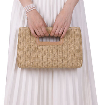 Vacation Style Straw Clutch Detachable Chain - View 1