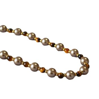 necklace Retro Tigers Eye Beaded Necklace In Brown And Coffee Tones