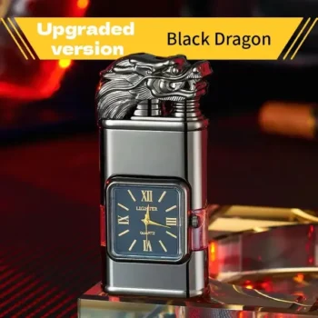 Vintage Watch Style Butane Flashlight LighterWindproof Flameless Jet FlameDual Flame ControlMetal Roman Numerals And Quartz D