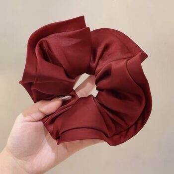 New Year Red Satin Oversized Hair Tie For Women - View 2
