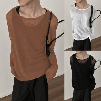 crew-neck drop-shoulder long-sleeve