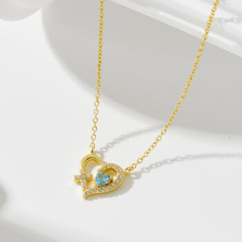 New Diamond-encrusted Heart Pendant Clavicle Necklace - View 1