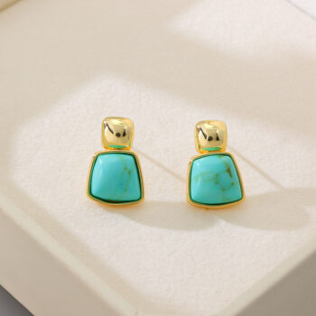 Original Design Turquoise Geometric Retro Trendy Earrings - View 1